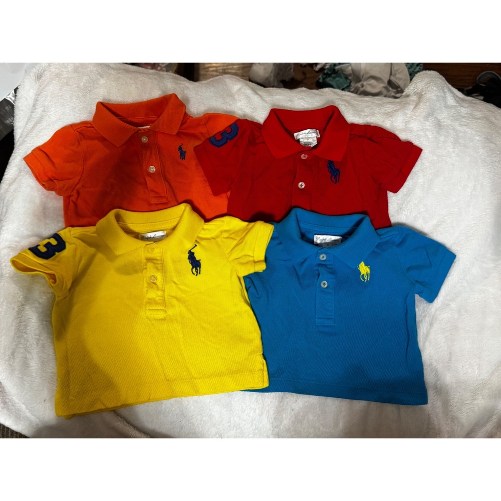 Polo Ralph‎ Lauren Baby Boy 3M Short Sleeve Polo Shirt Lot of 4 Multi Color
